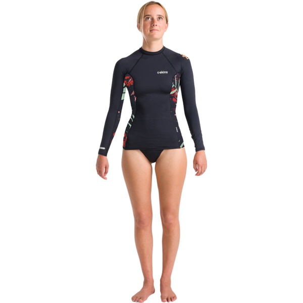 2026 C-Skins Da Donna Nuwave UV Premium Gilet A Maniche Lunghe RVT-LS - Nero Corvino / Tropical
